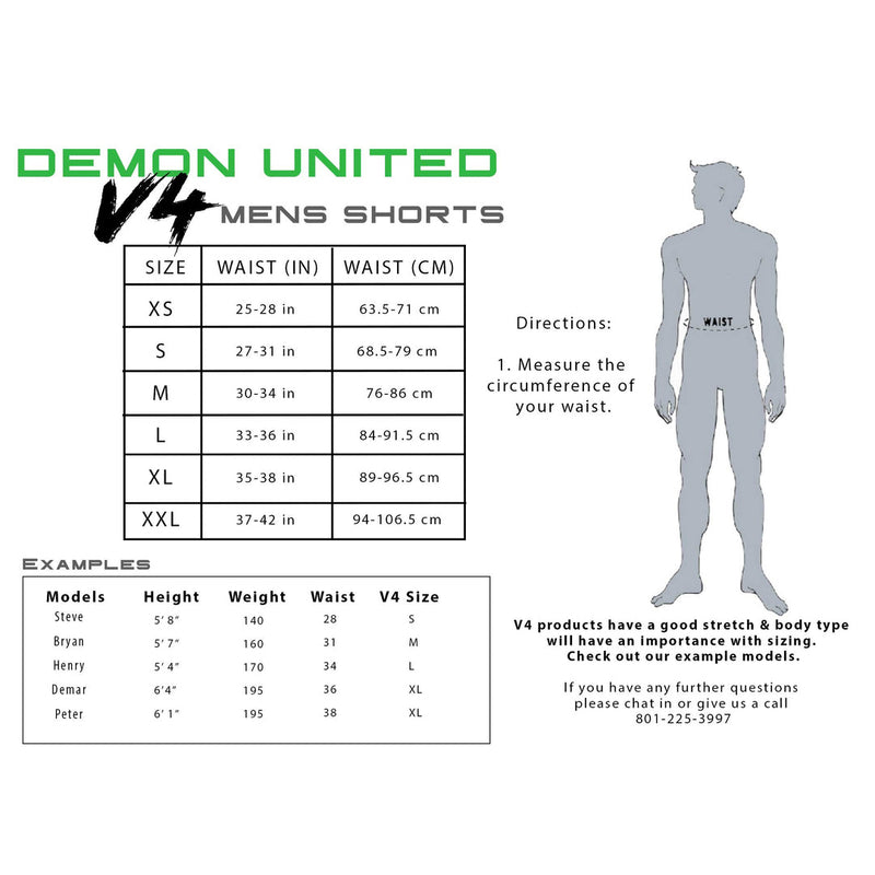 Demon Flexforce X V4 D3O Shorts for Onewheel™ Size Chart